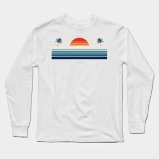 Minimalist, Geometric Retro Ocean Sunrise III Long Sleeve T-Shirt